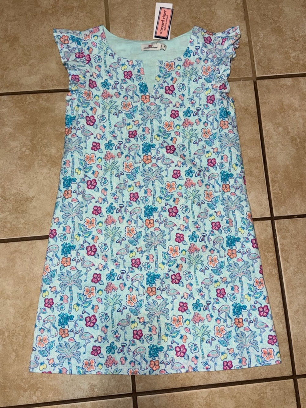 Vineyard vines girls flamingo dress size 8 new with tags